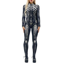 Load image into Gallery viewer, Women Halloween 3D Skeleton Jumpsuit Cosplay Costume Fancy Dress Romper Bodysuit
