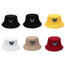 Load image into Gallery viewer, Girl Butterfly Bucket Hat Korean Style Outdoor Couple Sun Protection Sun Hat Monochrome Bucket Hat
