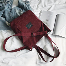 Load image into Gallery viewer, Women Corduroy Zipper Shoulder Bags
