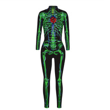 Load image into Gallery viewer, Halloween Skeleton Print Catsuits Long Sleeves Slim Body wear Carnival Cosplay One-piece Costumes Cropped Pants
