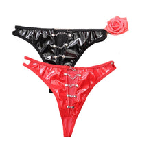 Load image into Gallery viewer, Ring Buckle Leather Sexy Couple Underwear Patent Leather Men's Underwear Briefs Exported to Europe and America Sexy Suit
