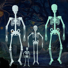 Load image into Gallery viewer, 150CM Scary Halloween Decoration Luminous Hanging Decor Roof Outdoor Party Horror Luminous Movable Skull Halloween Skeleton Prop
