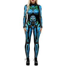 Load image into Gallery viewer, Womens 3D Skull Bone Frame Jumpsuit Long Sleeve Bodysuit Fancy Dress Halloween Cosplay Costume

