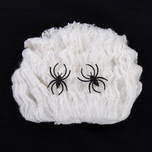 Load image into Gallery viewer, Halloween Spider Web Decorations with 2 Extra Fake Spiders White Cotton Cobweb for Haunted House Halloween Party Decor
