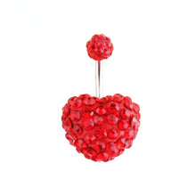 Load image into Gallery viewer, Heart Double Side Belly Piercing Rings Surgical Steel Crystal Disco Ball Belly Button Ring Navel Piercing Body Jewelry
