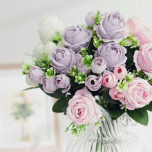 Load image into Gallery viewer, A bunch of beautiful artificial peony roses silk flowers DIY home garden party wedding decoration artificial flowers
