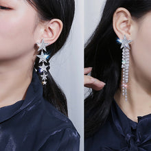Load image into Gallery viewer, Crystal Star Long Drop Earrings For Women Trendy Pearl Tassel AB Style Earring Gift Statement Party Jewelry
