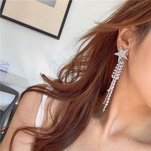 Load image into Gallery viewer, Crystal Star Long Drop Earrings For Women Trendy Pearl Tassel AB Style Earring Gift Statement Party Jewelry
