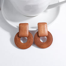 Load image into Gallery viewer, Handmade Rattan Wooden Drop Earrings for Women Bohemian Ethnic Geometric Round Waterdrop Wood Dangle Earrings Jewelry
