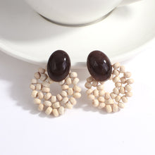 Load image into Gallery viewer, Handmade Rattan Wooden Drop Earrings for Women Bohemian Ethnic Geometric Round Waterdrop Wood Dangle Earrings Jewelry
