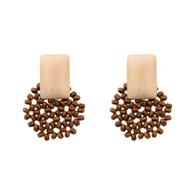 Load image into Gallery viewer, Handmade Rattan Wooden Drop Earrings for Women Bohemian Ethnic Geometric Round Waterdrop Wood Dangle Earrings Jewelry
