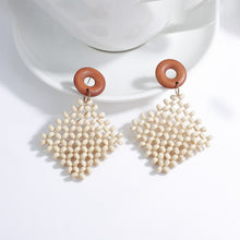 Load image into Gallery viewer, Handmade Rattan Wooden Drop Earrings for Women Bohemian Ethnic Geometric Round Waterdrop Wood Dangle Earrings Jewelry
