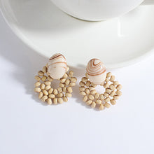 Load image into Gallery viewer, Handmade Rattan Wooden Drop Earrings for Women Bohemian Ethnic Geometric Round Waterdrop Wood Dangle Earrings Jewelry
