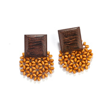 Load image into Gallery viewer, Handmade Rattan Wooden Drop Earrings for Women Bohemian Ethnic Geometric Round Waterdrop Wood Dangle Earrings Jewelry
