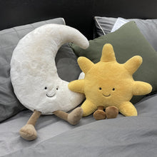 Load image into Gallery viewer, Adorable Smile Face White Moon Yellow Sun Plushie Stuffed Cute Cartoon Weather Plush Toy for Kid Bedroom Decor Sofa Throw Pillow
