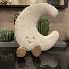 Load image into Gallery viewer, Adorable Smile Face White Moon Yellow Sun Plushie Stuffed Cute Cartoon Weather Plush Toy for Kid Bedroom Decor Sofa Throw Pillow
