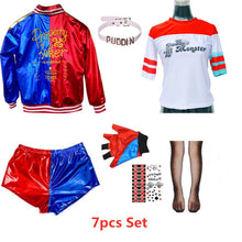 Load image into Gallery viewer, Adult Harley Cosplay Costumes Quinn Halloween T Shirt Bracer Jacket Belt With Wig New Year Party Clothes
