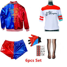 Load image into Gallery viewer, Adult Harley Cosplay Costumes Quinn Halloween T Shirt Bracer Jacket Belt With Wig New Year Party Clothes
