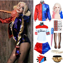 Load image into Gallery viewer, Adult Harley Cosplay Costumes Quinn Halloween T Shirt Bracer Jacket Belt With Wig New Year Party Clothes
