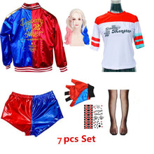 Load image into Gallery viewer, Adult Harley Cosplay Costumes Quinn Halloween T Shirt Bracer Jacket Belt With Wig New Year Party Clothes
