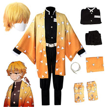 Load image into Gallery viewer, Adult and Kids  Demon Slayer Kimetsu No Yaiba Agatsuma Zenitsu Cosplay Costume Kimono Uniform Halloween Party Costumes
