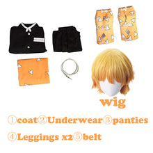 Load image into Gallery viewer, Adult and Kids  Demon Slayer Kimetsu No Yaiba Agatsuma Zenitsu Cosplay Costume Kimono Uniform Halloween Party Costumes
