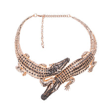 Load image into Gallery viewer, Exaggerated Punk Full Rhinestone Crocodile Necklace for Women Fashion Trend Statement Necklace Collar
