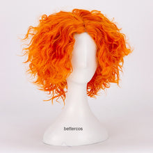 Load image into Gallery viewer, Alice in Wonderland 2 Mad Hatter Cosplay Wigs Tarrant Hightopp Orange Short Curly Heat Resistant Synthetic Hair Wig + Wig Cap
