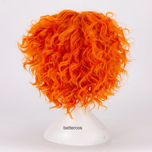 Load image into Gallery viewer, Alice in Wonderland 2 Mad Hatter Cosplay Wigs Tarrant Hightopp Orange Short Curly Heat Resistant Synthetic Hair Wig + Wig Cap
