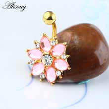 Load image into Gallery viewer, 1PCS Surgical Steel Body Piercing Jewelry Flower Navel Belly Bar Pircing Belly Piercing belly button rings for girls

