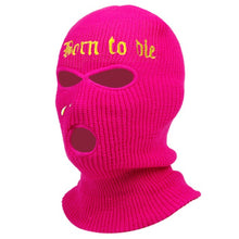 Load image into Gallery viewer, Embroidery 3-hole Balaclava Born To Die Knit Hat Army Tactical CS Winter Ski Riding Mask Beanie Prom Party Warm Mask
