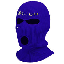 Load image into Gallery viewer, Embroidery 3-hole Balaclava Born To Die Knit Hat Army Tactical CS Winter Ski Riding Mask Beanie Prom Party Warm Mask

