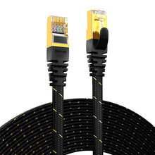 Load image into Gallery viewer, Ethernet Cable (10G 600MHz), Shielded Flat RJ45 Network Patch Cord, 50u Gold Plated Lead, Polyester Braided
