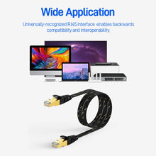 Load image into Gallery viewer, Ethernet Cable (10G 600MHz), Shielded Flat RJ45 Network Patch Cord, 50u Gold Plated Lead, Polyester Braided
