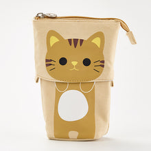 Load image into Gallery viewer, Pencil Case Cartoon Cute Cat Bear Sheep Canvas Fold Standing Holder Stationery Organizer Kids Pencil  Bag
