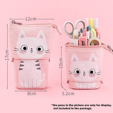 Load image into Gallery viewer, Pencil Case Cartoon Cute Cat Bear Sheep Canvas Fold Standing Holder Stationery Organizer Kids Pencil  Bag

