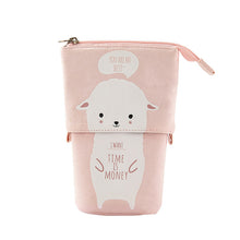 Load image into Gallery viewer, Pencil Case Cartoon Cute Cat Bear Sheep Canvas Fold Standing Holder Stationery Organizer Kids Pencil  Bag
