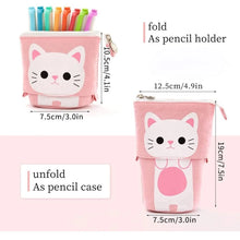 Load image into Gallery viewer, Pencil Case Cartoon Cute Cat Bear Sheep Canvas Fold Standing Holder Stationery Organizer Kids Pencil  Bag
