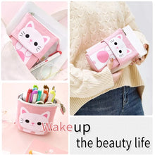 Load image into Gallery viewer, Pencil Case Cartoon Cute Cat Bear Sheep Canvas Fold Standing Holder Stationery Organizer Kids Pencil  Bag
