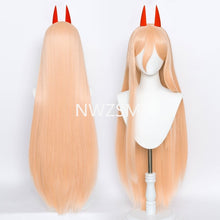 Load image into Gallery viewer, Anime Chainsaw Man Makima Cosplay Long Orange Wig Hairpins Props Heat-resistant Fiber Hair  Wig Cap Halloween Party Role Play
