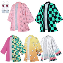 Load image into Gallery viewer, Anime Cosplay Costume Demon Slayer Kimetsu No Yaiba Haori Kimono Agatsuma Zenitsu Kochou Shinobu Summer Coat Shirt Anime Clothes
