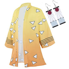 Load image into Gallery viewer, Anime Cosplay Costume Demon Slayer Kimetsu No Yaiba Haori Kimono Agatsuma Zenitsu Kochou Shinobu Summer Coat Shirt Anime Clothes
