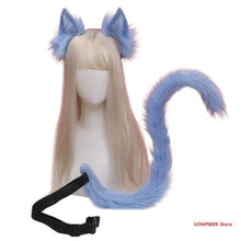 Load image into Gallery viewer, Cosplay Props Cat Ears and Tail Set Plush Furry Animal Ears Hairhoop Carnival Party Costume Fancy Dress Xmas
