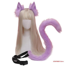 Load image into Gallery viewer, Cosplay Props Cat Ears and Tail Set Plush Furry Animal Ears Hairhoop Carnival Party Costume Fancy Dress Xmas
