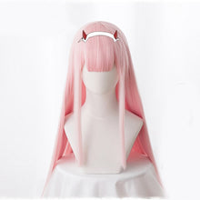 Load image into Gallery viewer, Anime DARLING in the FRANXX 02 Cosplay Wigs Zero Two Wigs 100cm Long Pink Synthetic Hair Perucas Cosplay Wig + Wig Cap+Hairclip
