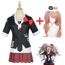 Load image into Gallery viewer, Anime Danganronpa Cosplay Costume Enoshima Junko Uniform Cafe Work Clothes Dress Short Skirt Ponytail Wig
