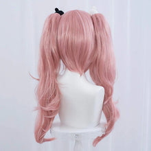 Load image into Gallery viewer, Anime Danganronpa Enoshima Junko Cosplay Wig Pink Long Wavy With Ponytail Clip White Black Bear Hairpins Girl Gift
