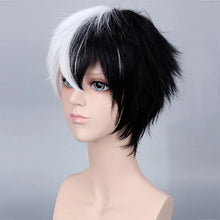 Load image into Gallery viewer, Anime Danganronpa Monokuma Wig Cosplay Costume Dangan Ronpa Women Men Short White Black Synthetic Hair Halloween Party Wigs
