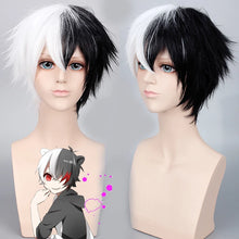 Load image into Gallery viewer, Anime Danganronpa Monokuma Wig Cosplay Costume Dangan Ronpa Women Men Short White Black Synthetic Hair Halloween Party Wigs
