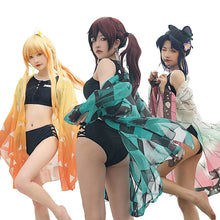 Load image into Gallery viewer, Demon Slayer Cosplay Costume Swimsuit Kimetsu No Yaiba Shinobu Kocho Kamado Nezuko Summer Sexy Beach Bikini Set
